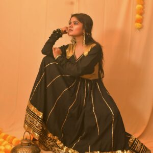 "JHANKAR "Black anarkali  with gota patti lace